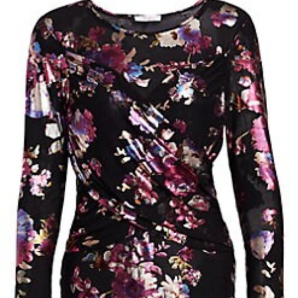Parker Billy Metallic Floral Draped Top - NWT - M - Picture 2 of 8
